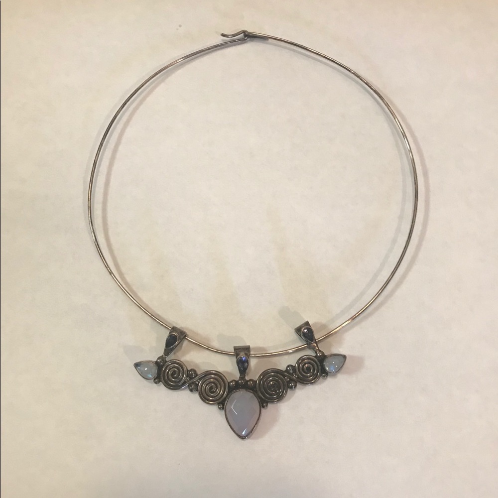 Brass necklace with stones